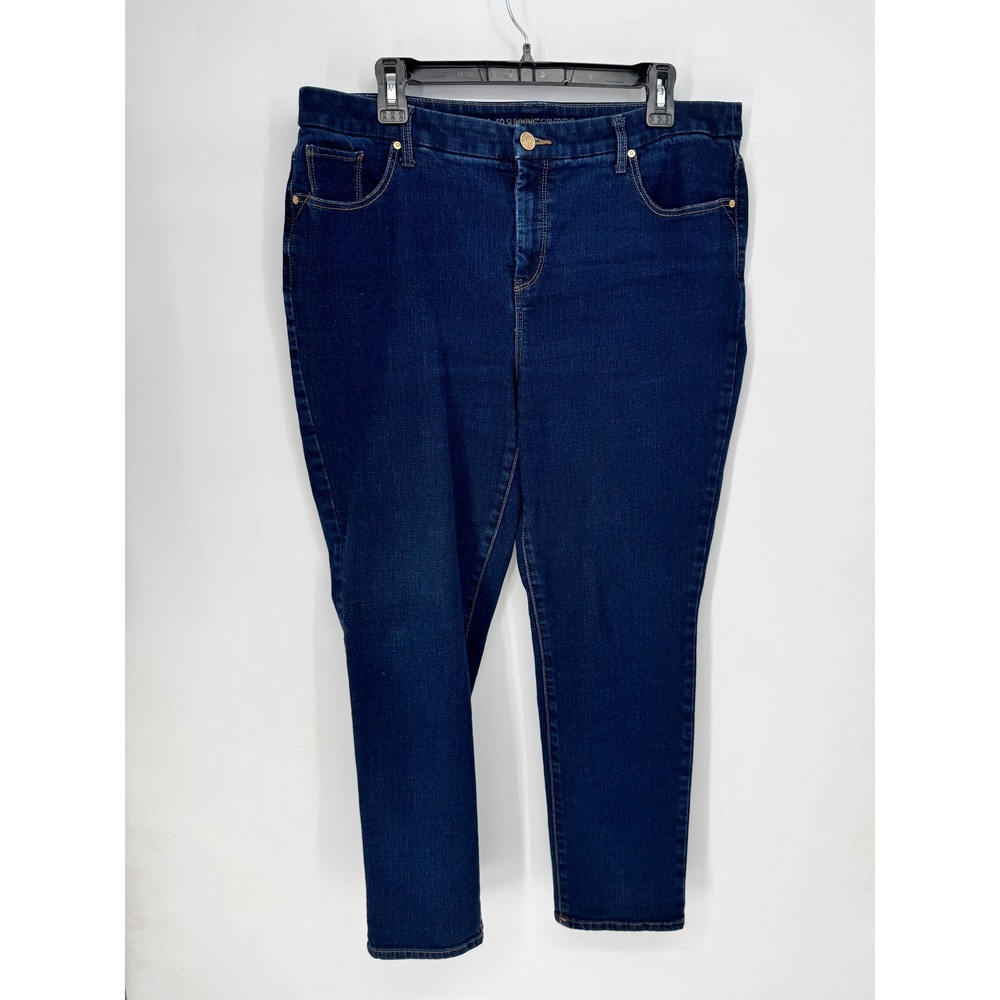 Chico's So Slimming Girlfriend Ankle Jeans Womens 2.5 Size 14 Dark Wash  Stretch